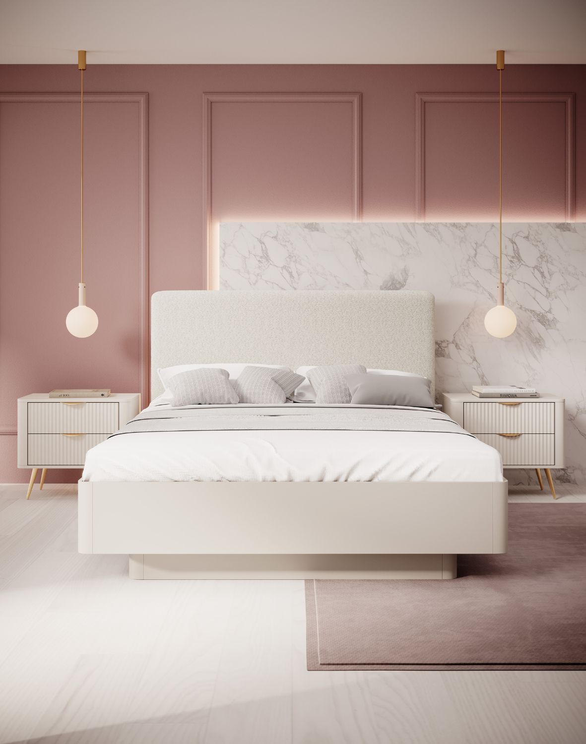 łóżko 160x200 z tapicerowanym wezgłowiem lante i