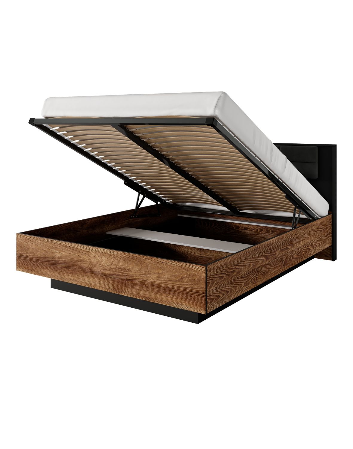 łóżko 160x200 z pojemnikiem milton c kasztan i antracyt