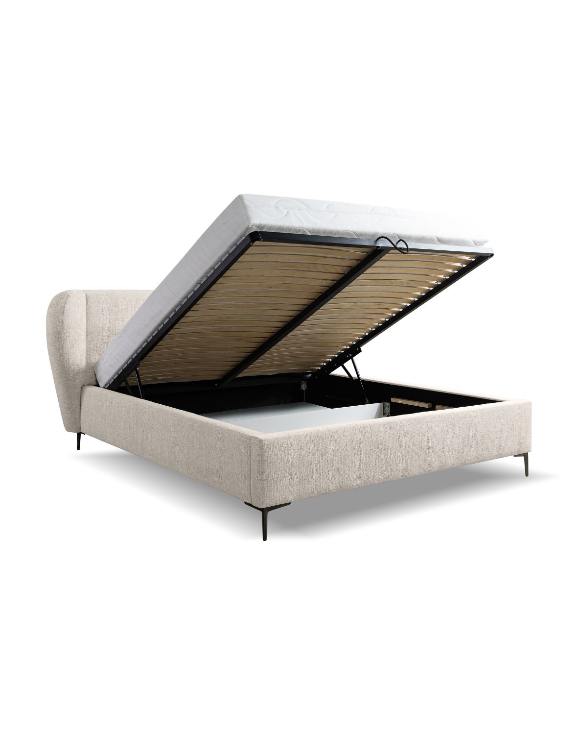 łóżko tapicerowane z pojemnikiem beżowe aliano