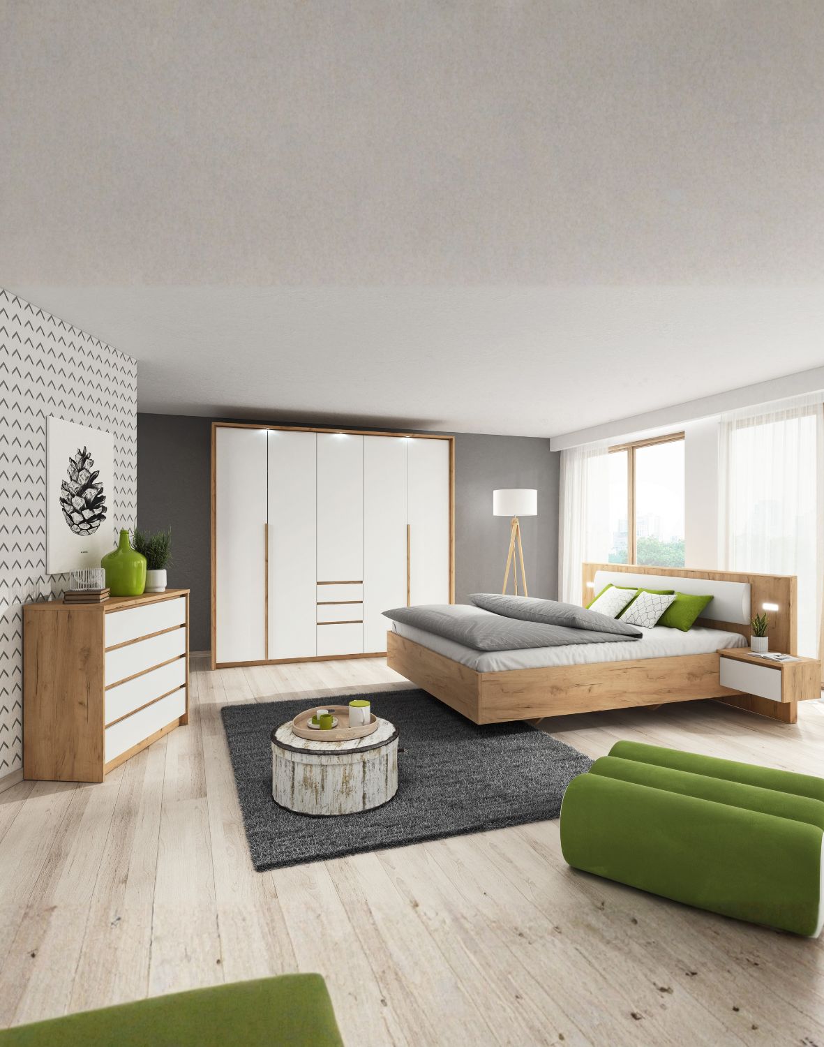 łóżko xelo 160 ze stolikami nocnymi