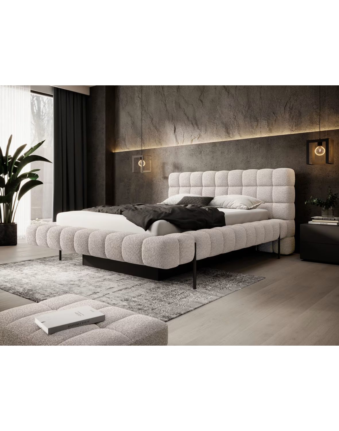 tapicerowane łóżko do sypialni z pojemnikiem magentta 140/160/180