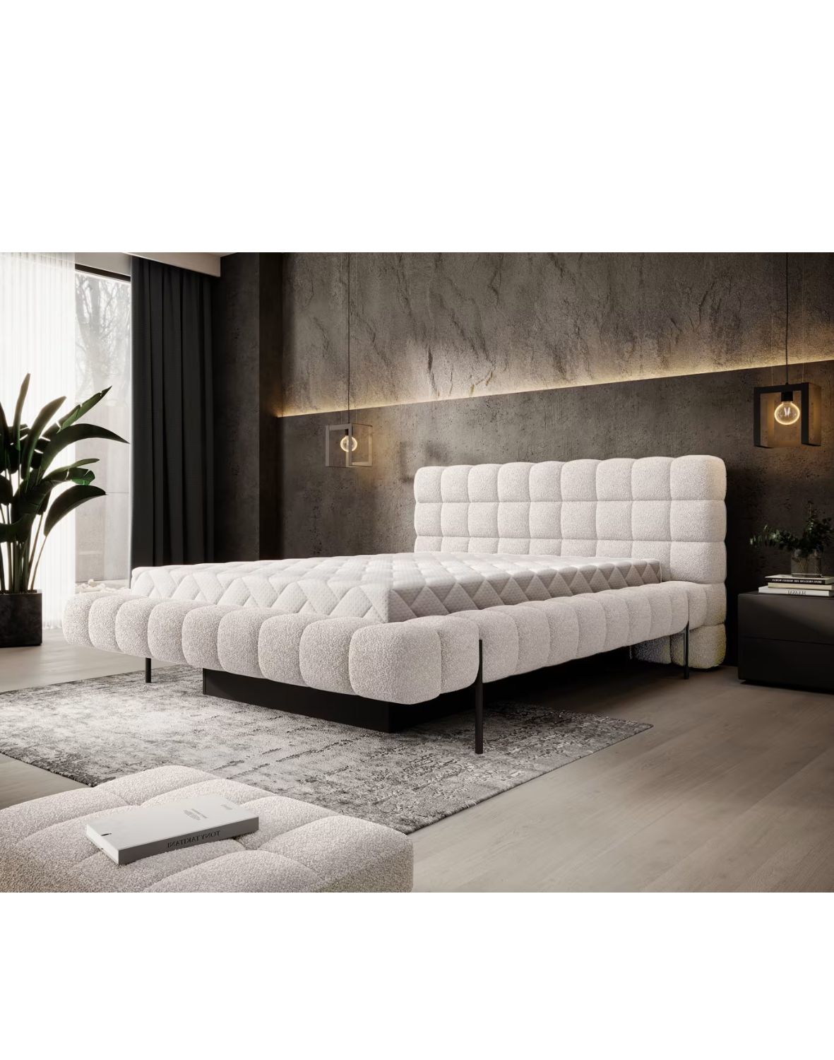 tapicerowane łóżko do sypialni z pojemnikiem magentta 140/160/180