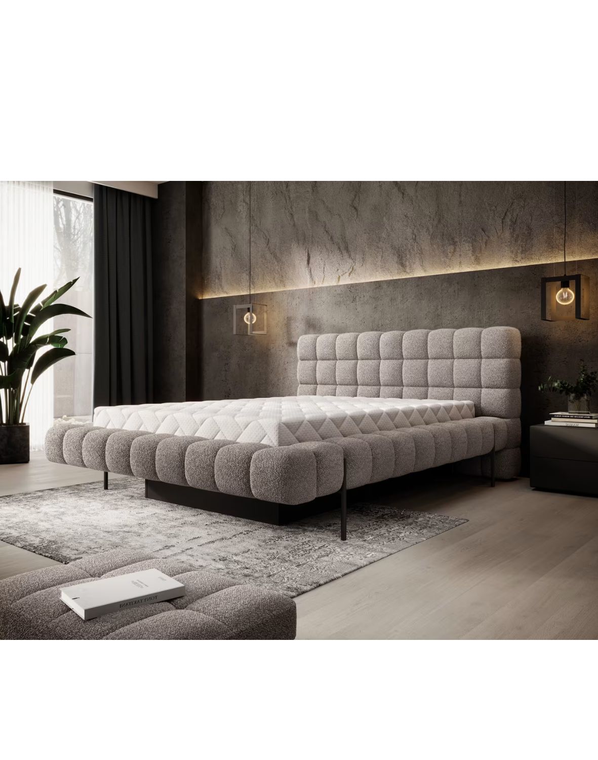 tapicerowane łóżko do sypialni z pojemnikiem magentta 140/160/180