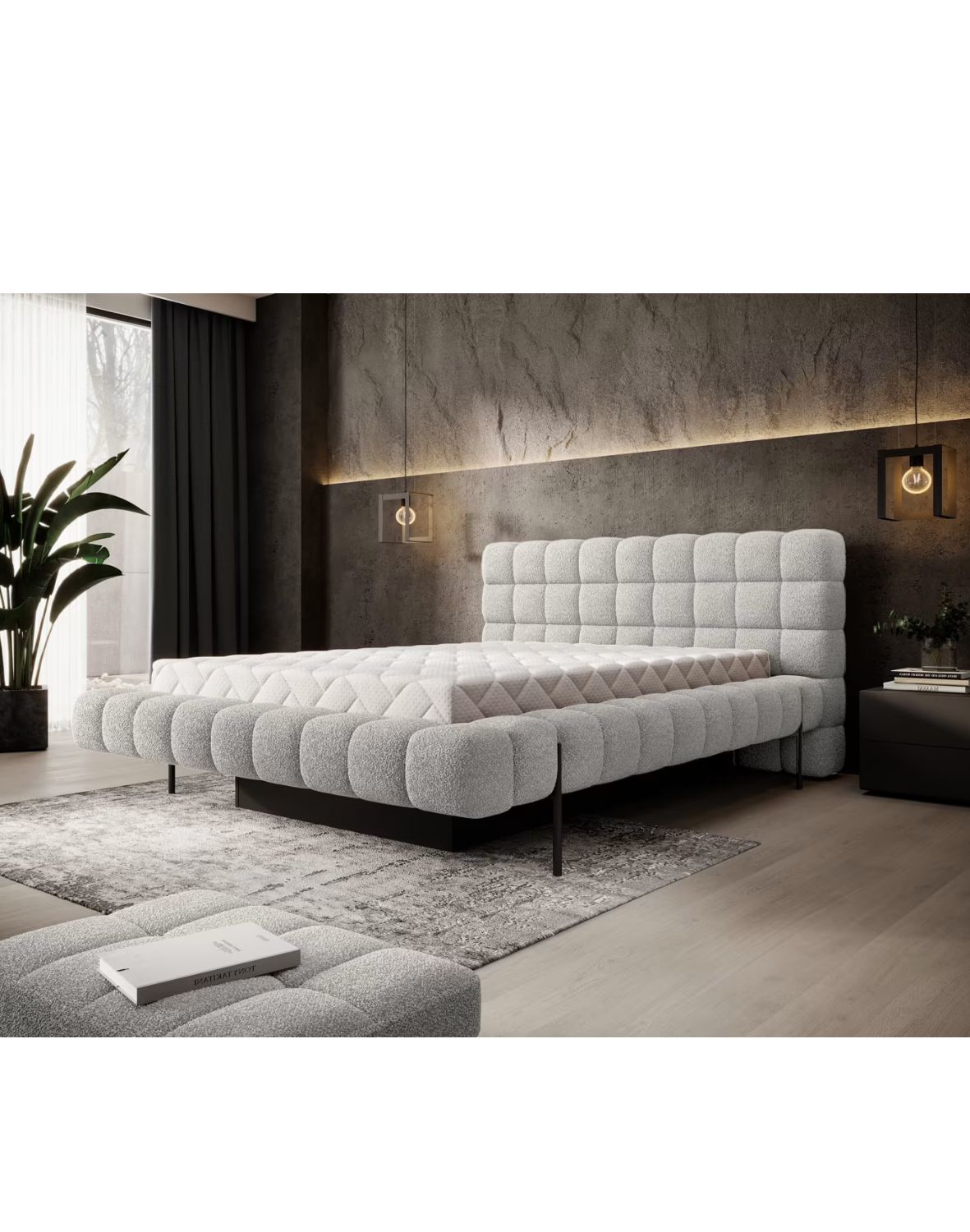 tapicerowane łóżko do sypialni z pojemnikiem magentta 140/160/180