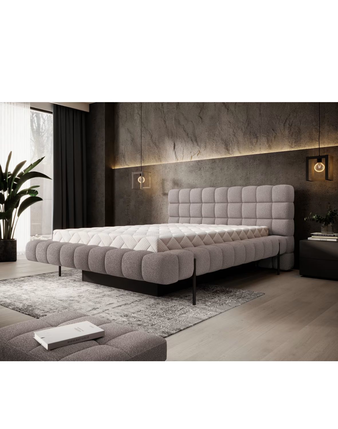 tapicerowane łóżko do sypialni z pojemnikiem magentta 140/160/180