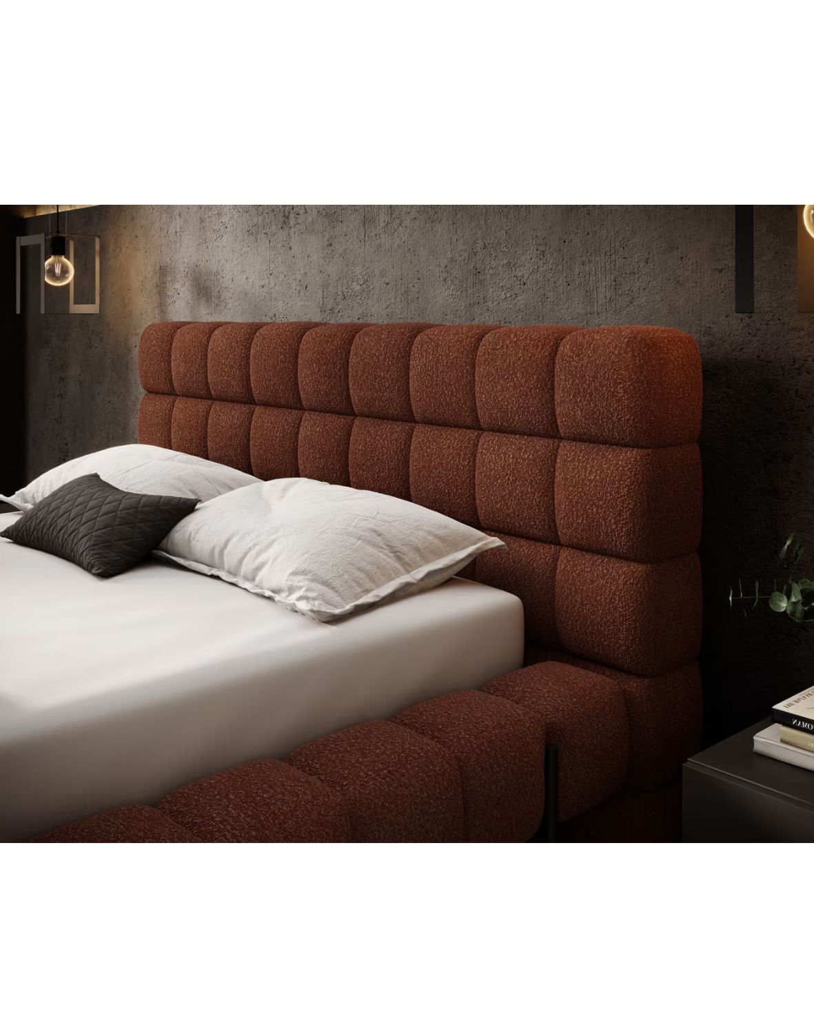 tapicerowane łóżko do sypialni z pojemnikiem magentta 140/160/180