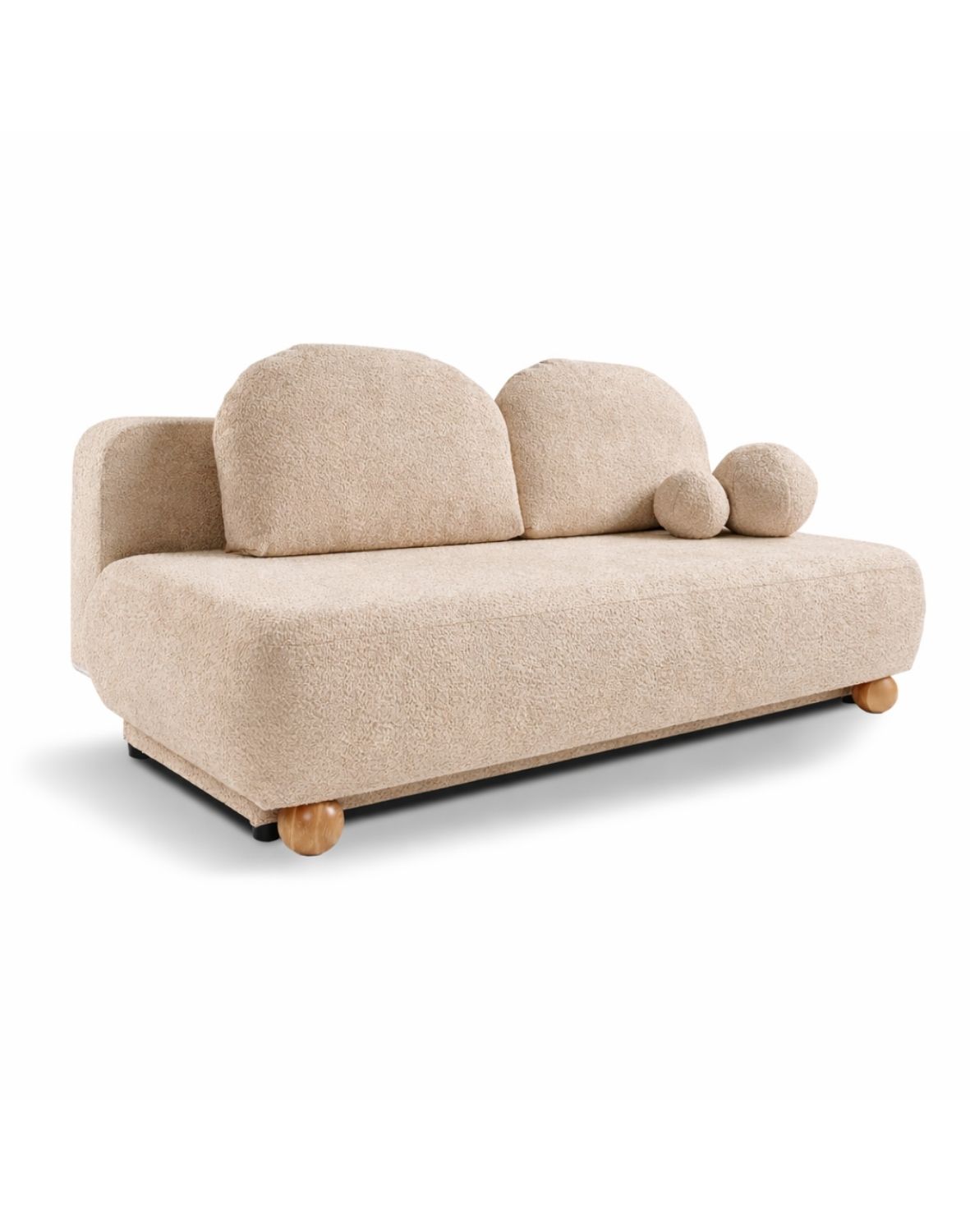 mała sofa z funkcją spania emily o obłych kształtach