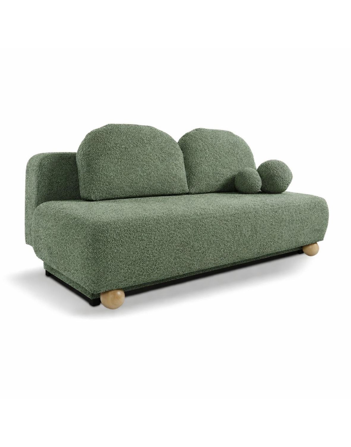 mała sofa z funkcją spania emily o obłych kształtach