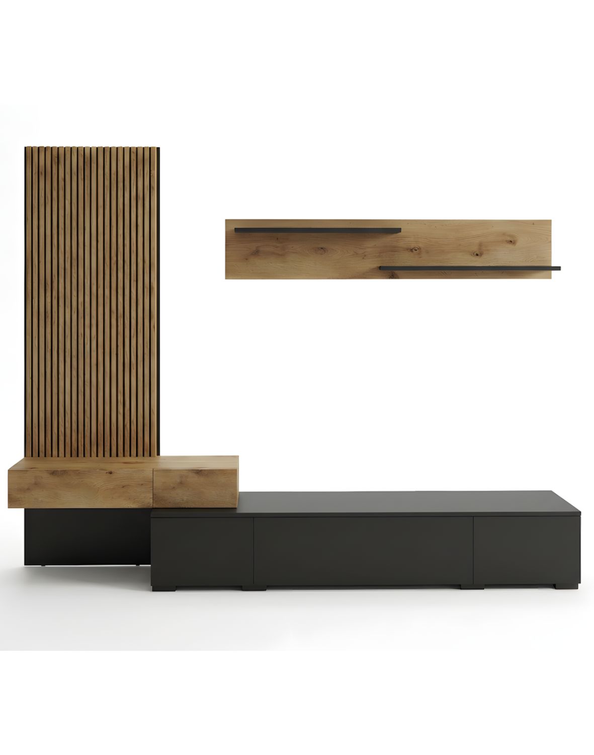 Meblościanka Kipp – czarny onyx/ dąb artisan