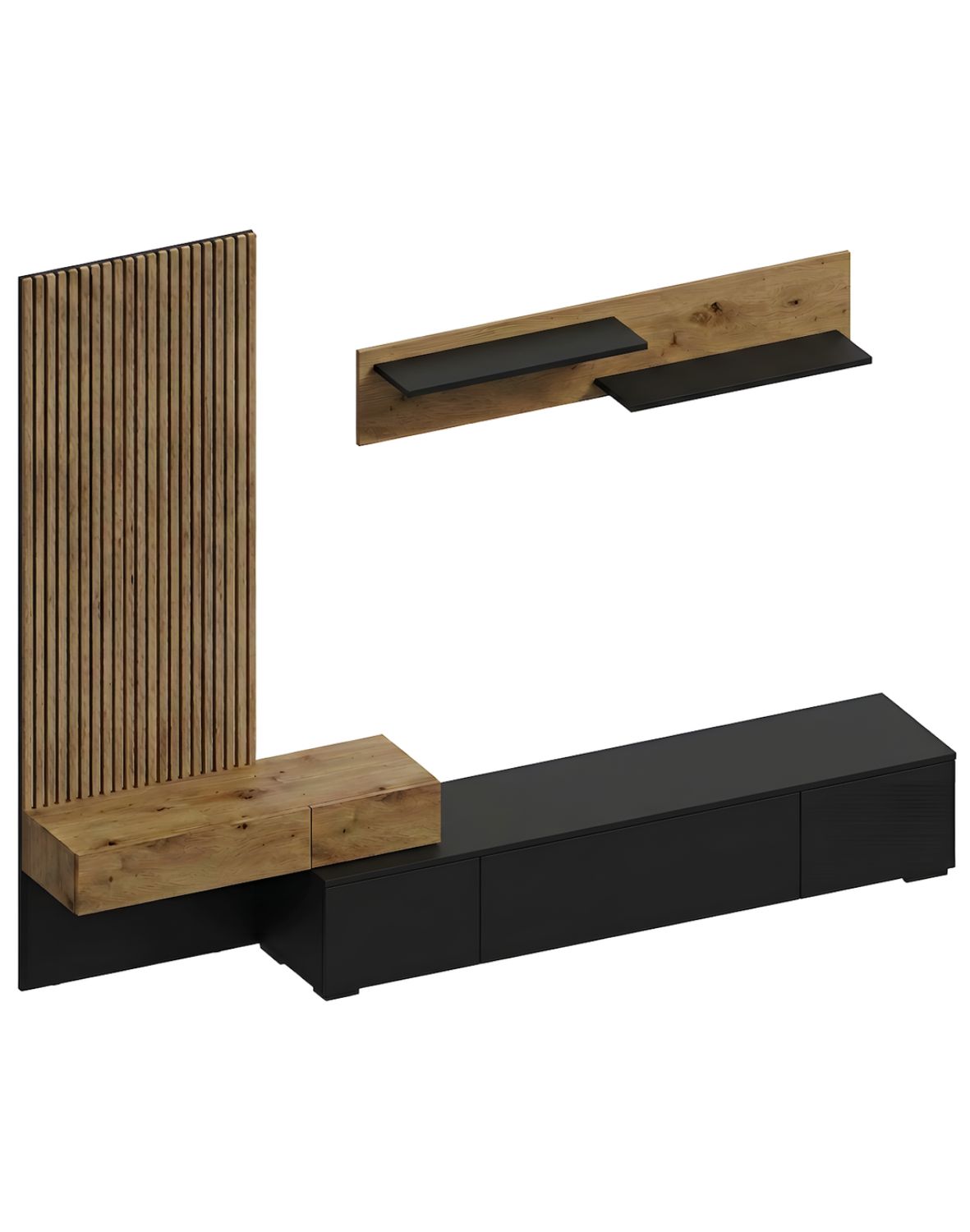 Meblościanka Kipp – czarny onyx/ dąb artisan