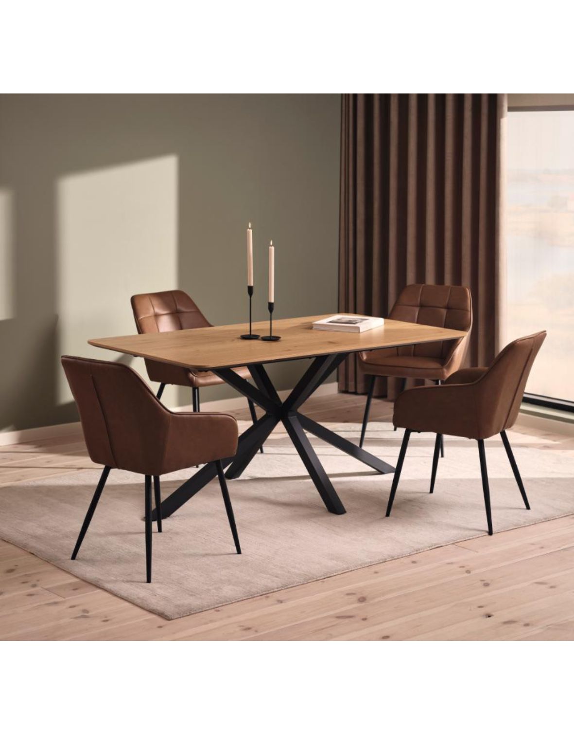 krzesło do jadalni nolan z podłokietnikami, ekoskóra, brązowe (50800003)