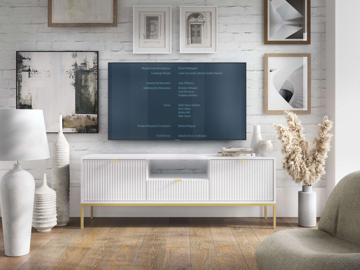 szafka rtv nova (rtv154), biała/złota