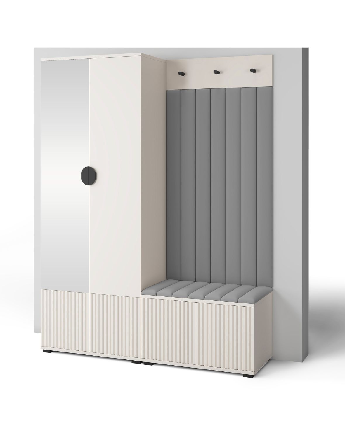 kaszmirowy zestaw mebli do przedpokoju rayo 1 szare panele