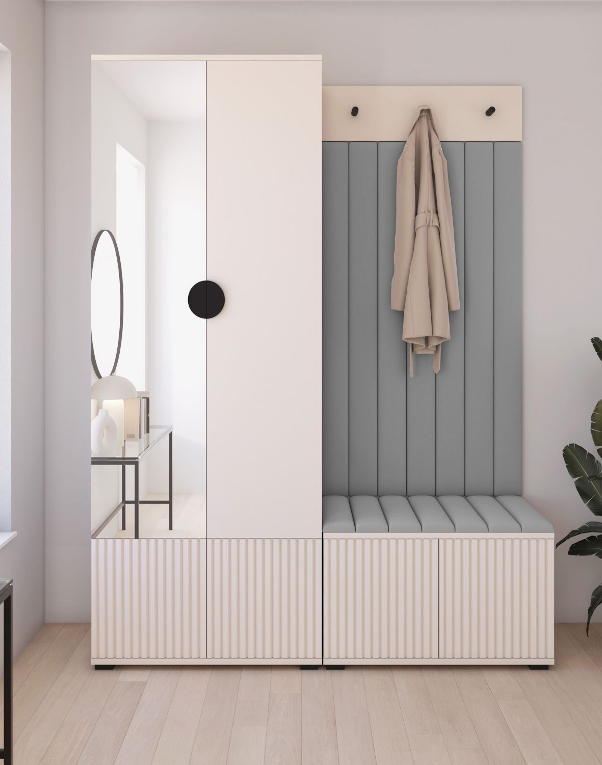 kaszmirowy zestaw mebli do przedpokoju rayo 1 szare panele