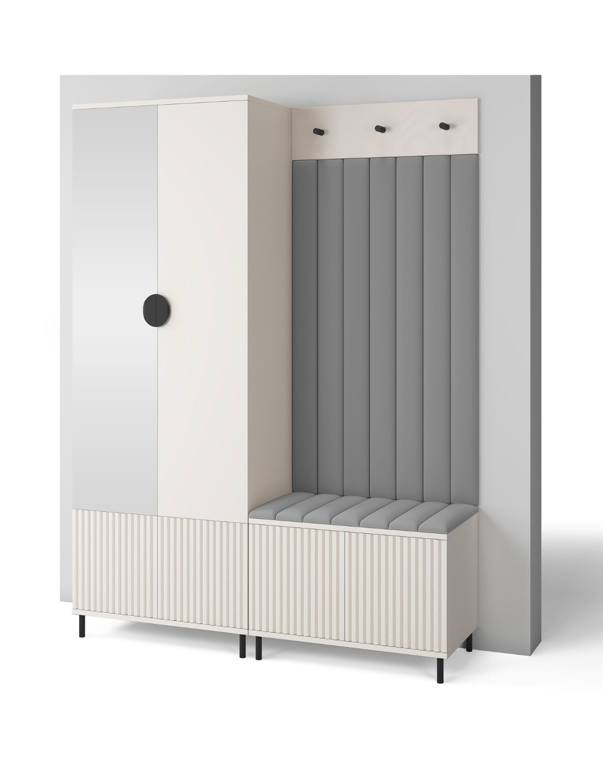 kaszmirowy zestaw mebli do przedpokoju rayo 1 szare panele