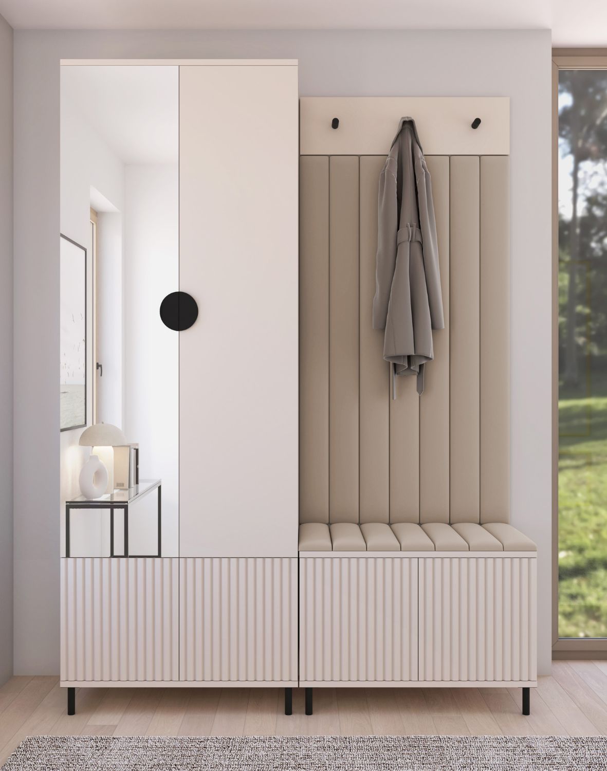 kaszmirowy zestaw mebli do przedpokoju rayo 1 wysokie nóżki