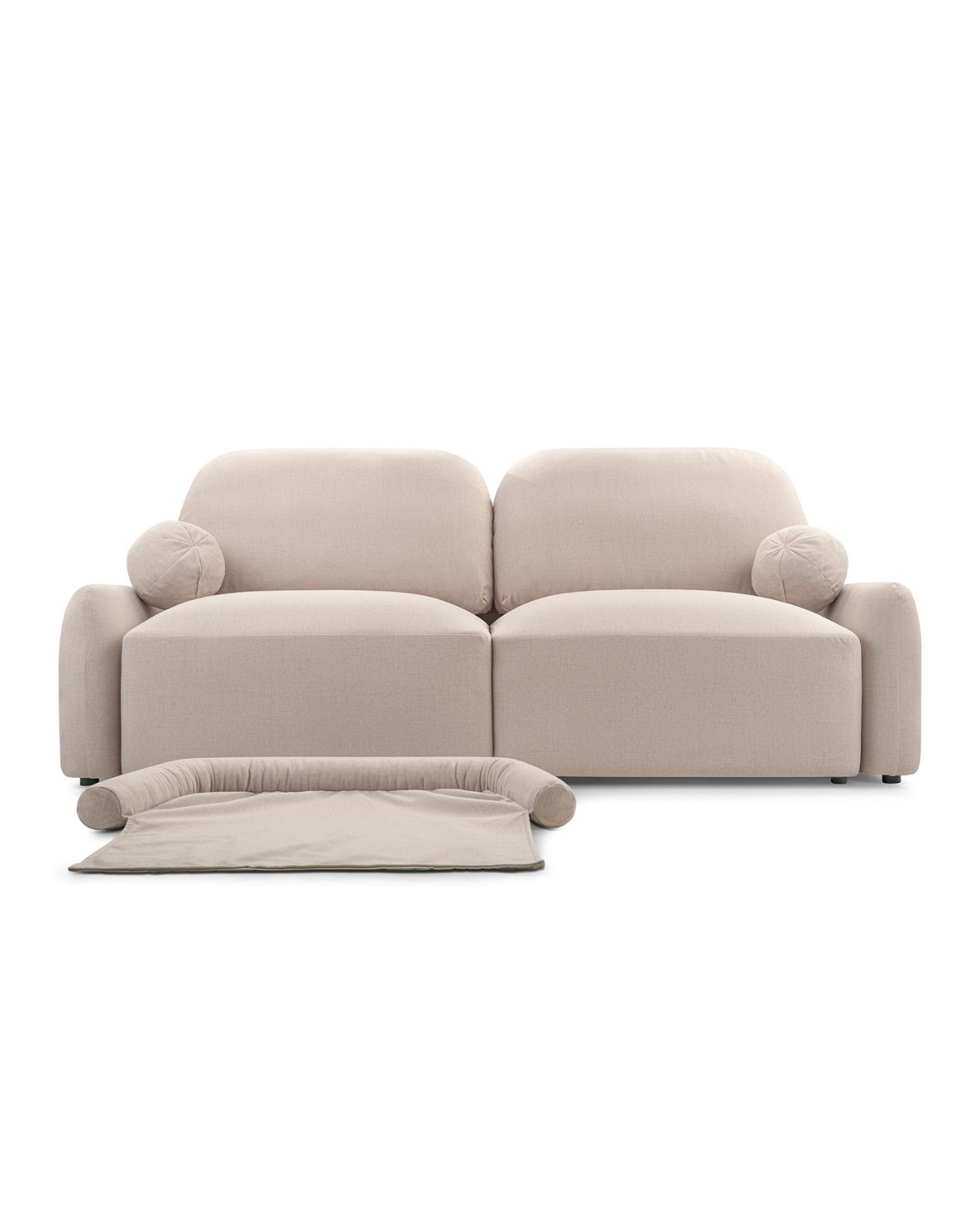 beżowa rozkładana sofa z legowiskiem dla pupila sevilla