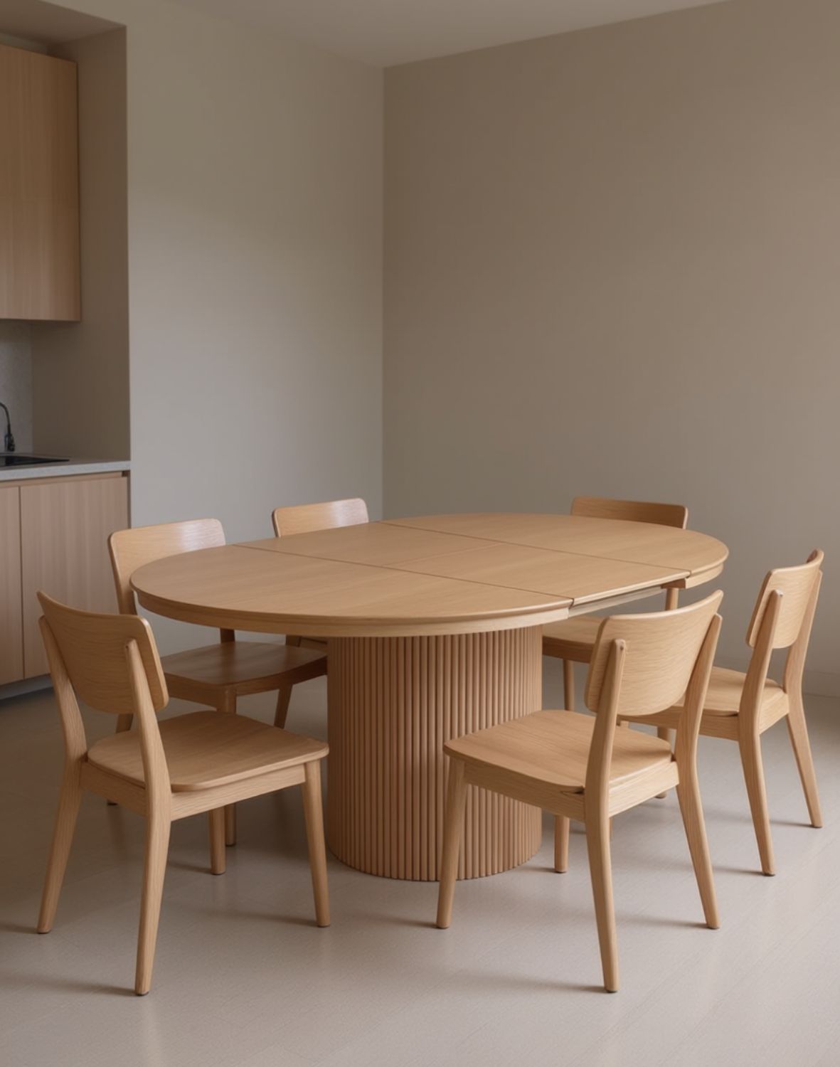 stół rozkładany, okrągły sorrento z lamelami, 120cm- 160 cm, naturalny dąb