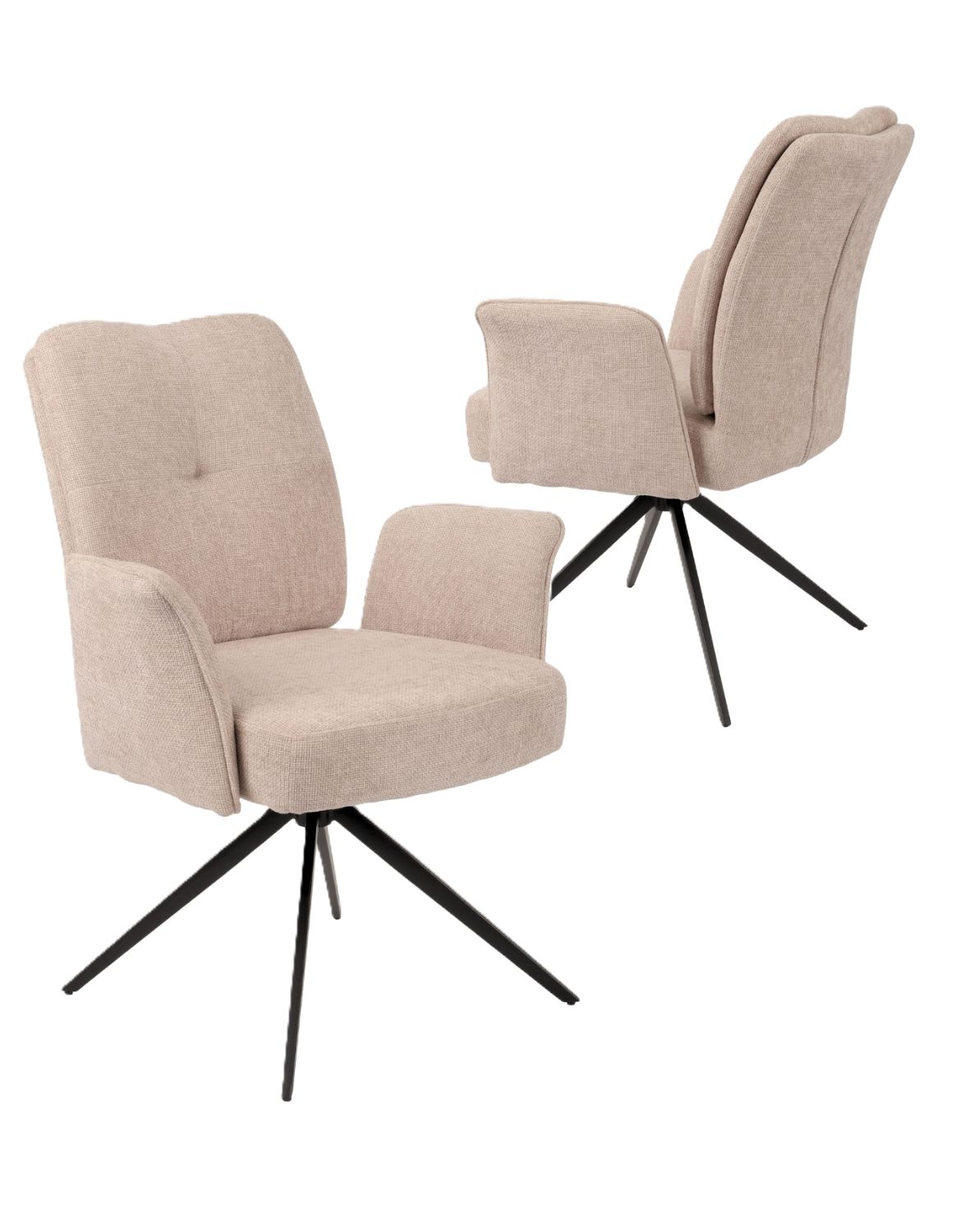 krzesło obrotowe do jadalni, tapicerowane stanley, beżowe