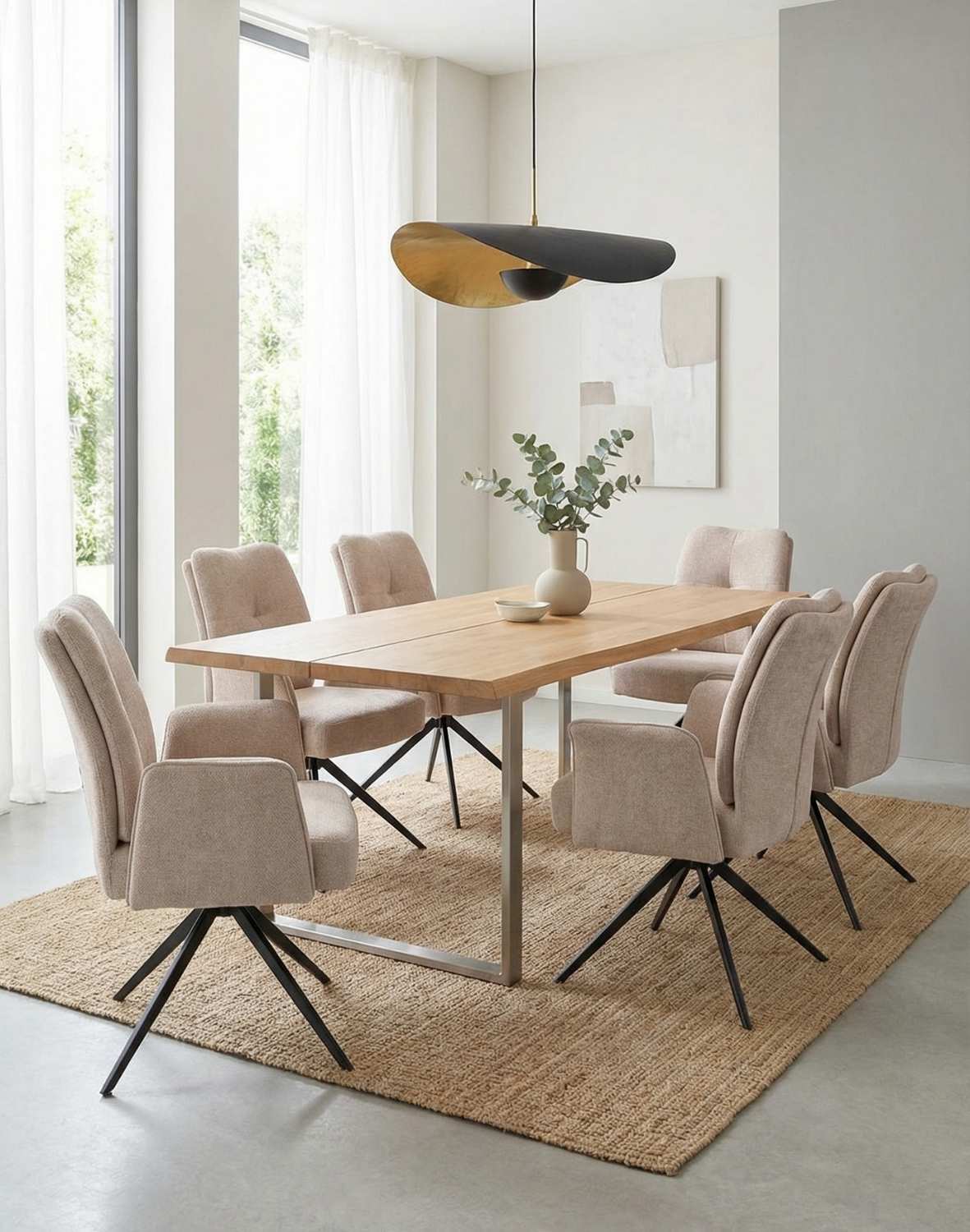 krzesło obrotowe do jadalni, tapicerowane stanley, beżowe