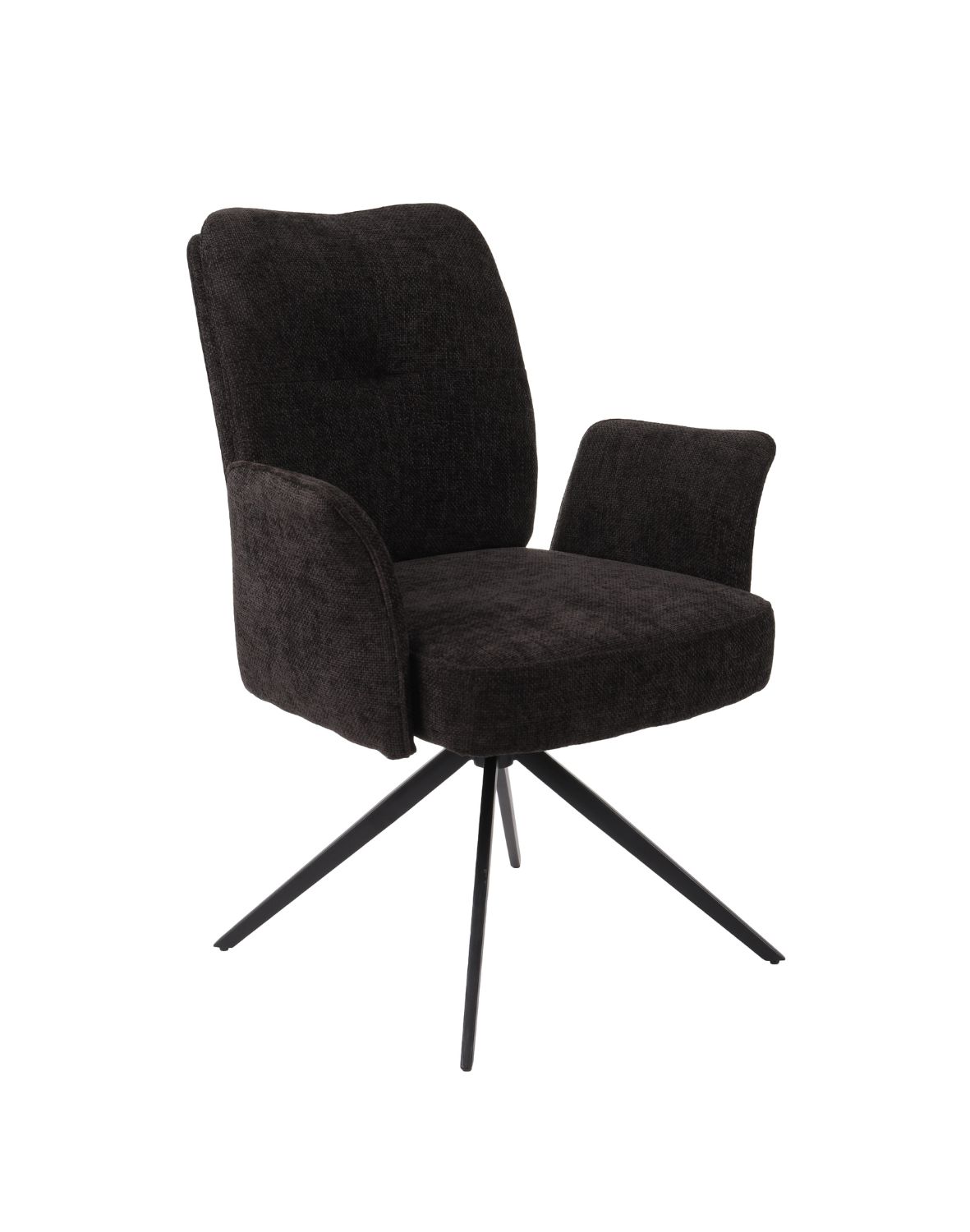 krzesło obrotowe do jadalni, tapicerowane stanley, czarne