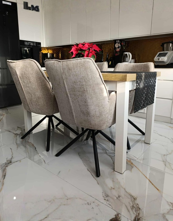 krzesło obrotowe do jadalni, tapicerowane stanley, beżowe