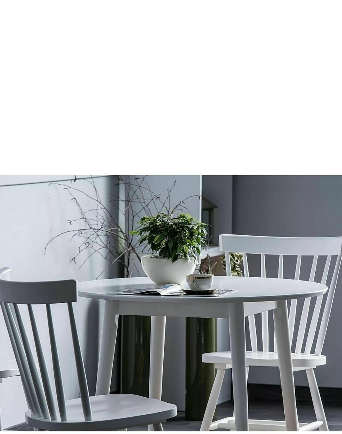 Stół okrągły Larson 90 cm nogi białe lub dębowe – nowoczesny stół do kuchni i jadalni