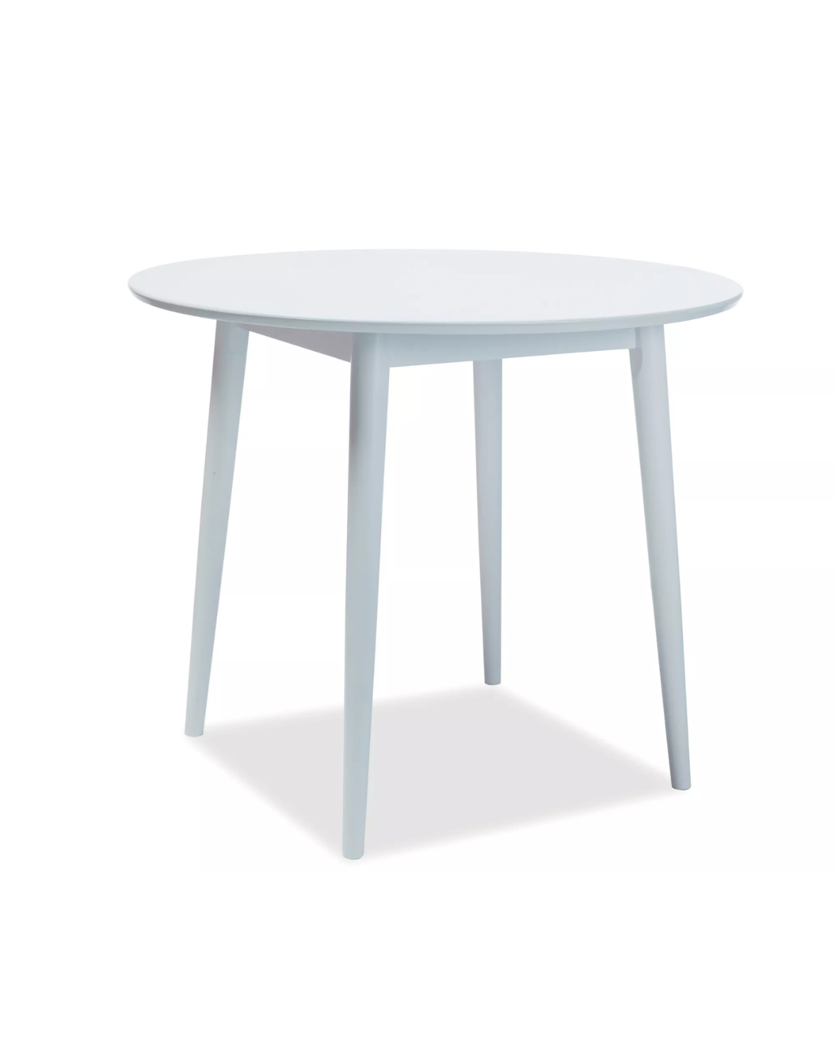 Stół okrągły Larson 90 cm nogi białe lub dębowe – nowoczesny stół do kuchni i jadalni