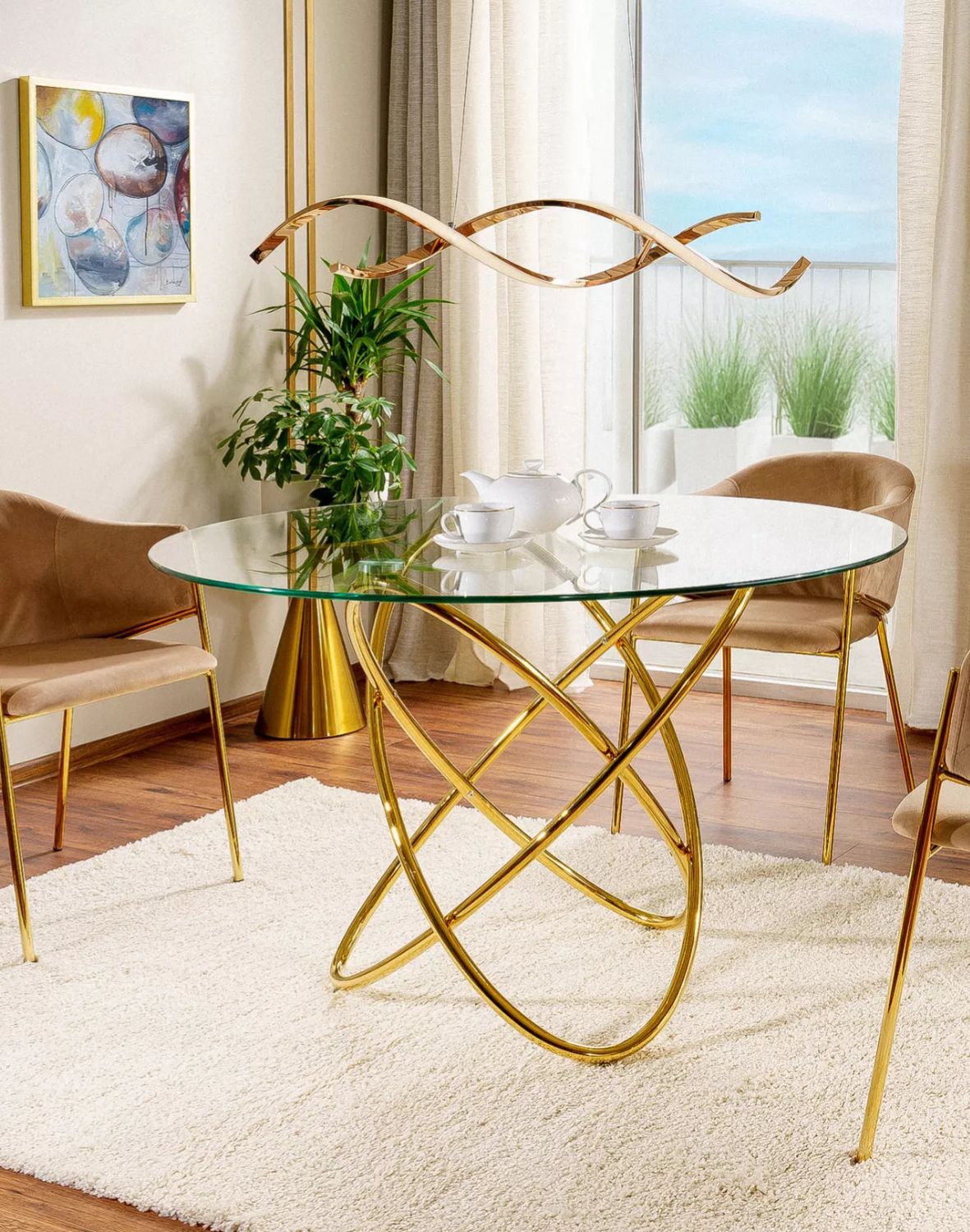 stol orbit transparentny zloty