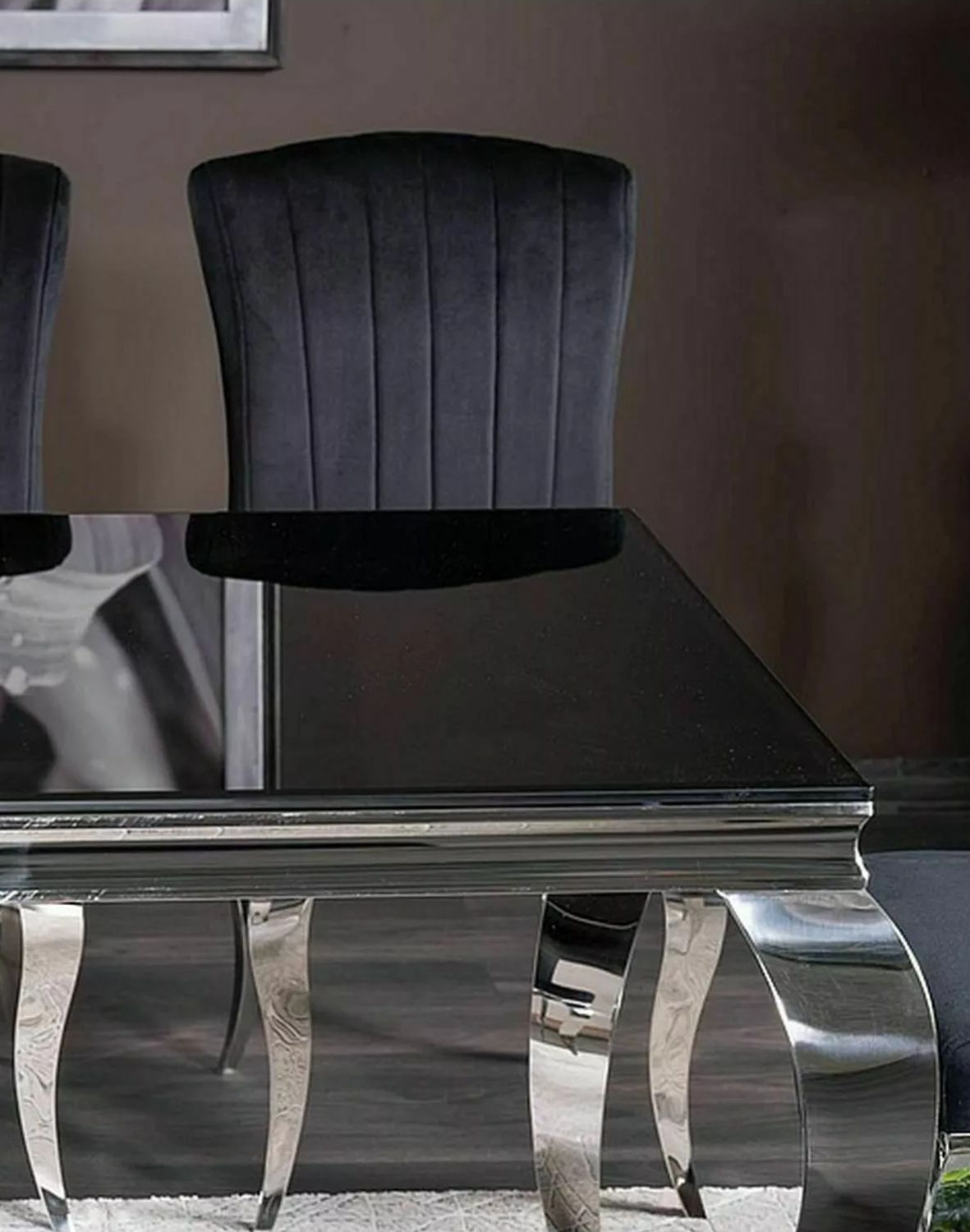 stol prince czarny chromowany 150x90 cm