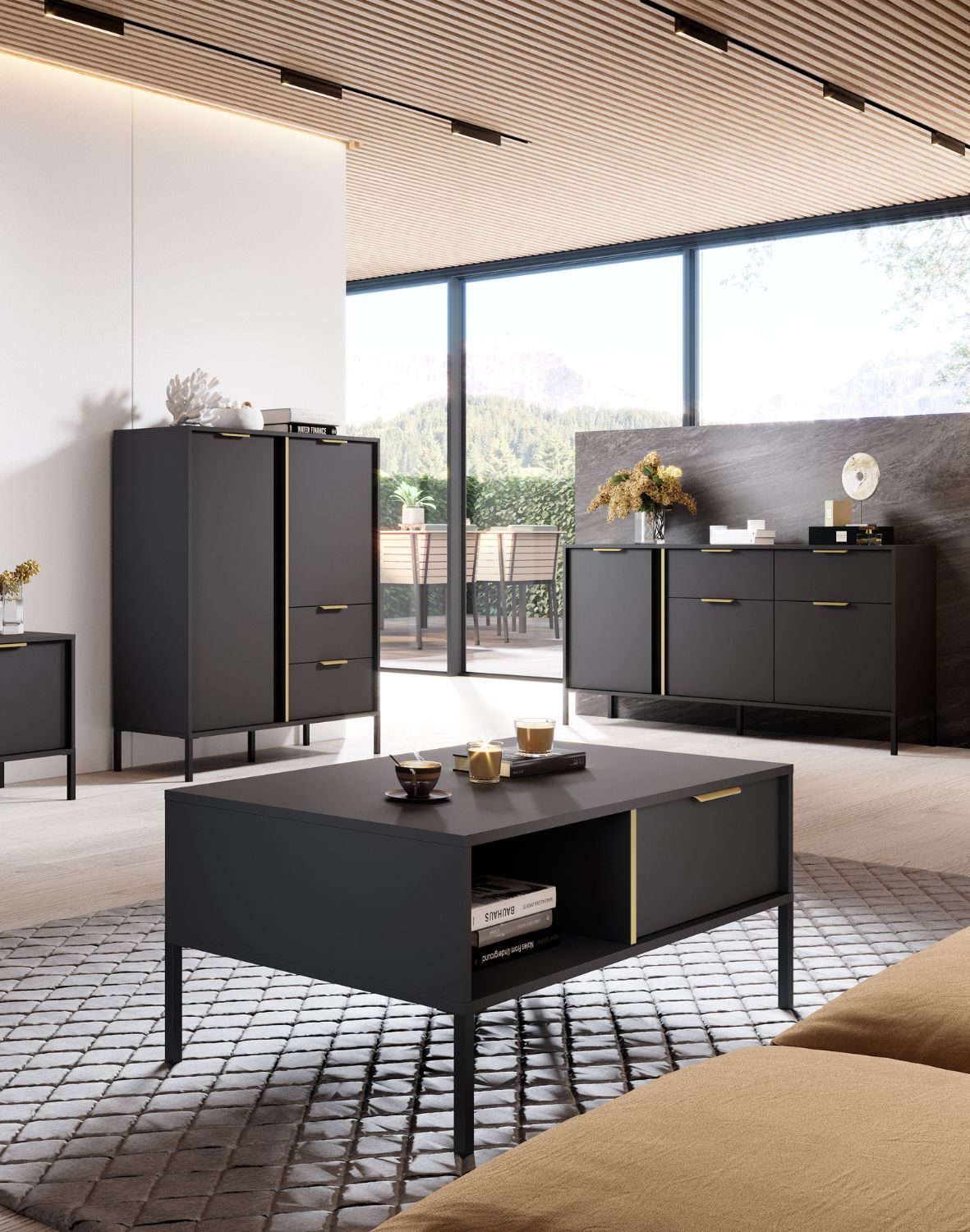 stolik kawowy lars h z szufladami antracyt