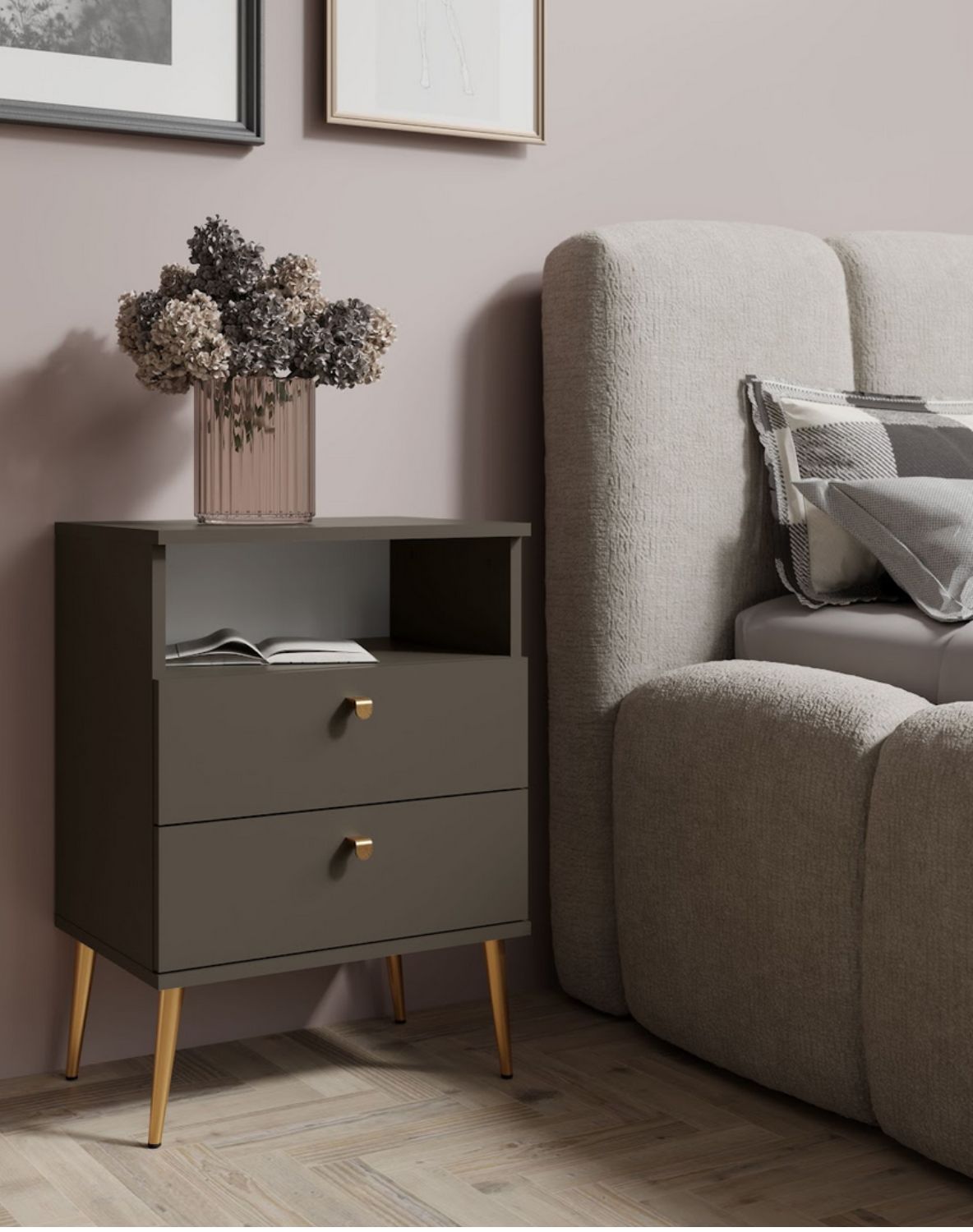 Szafka nocna High Ciemny Beż