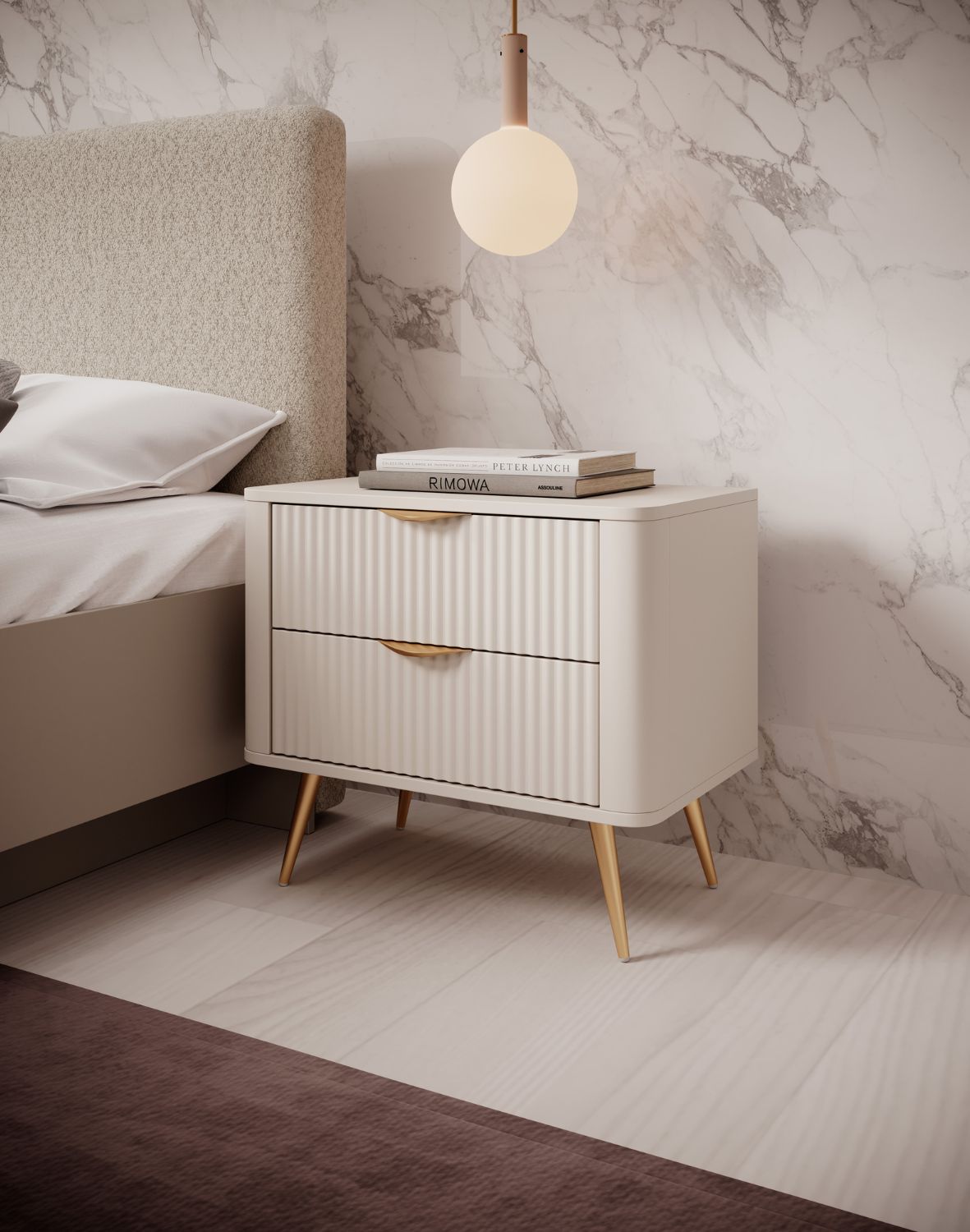 beżowy stolik nocny lante g