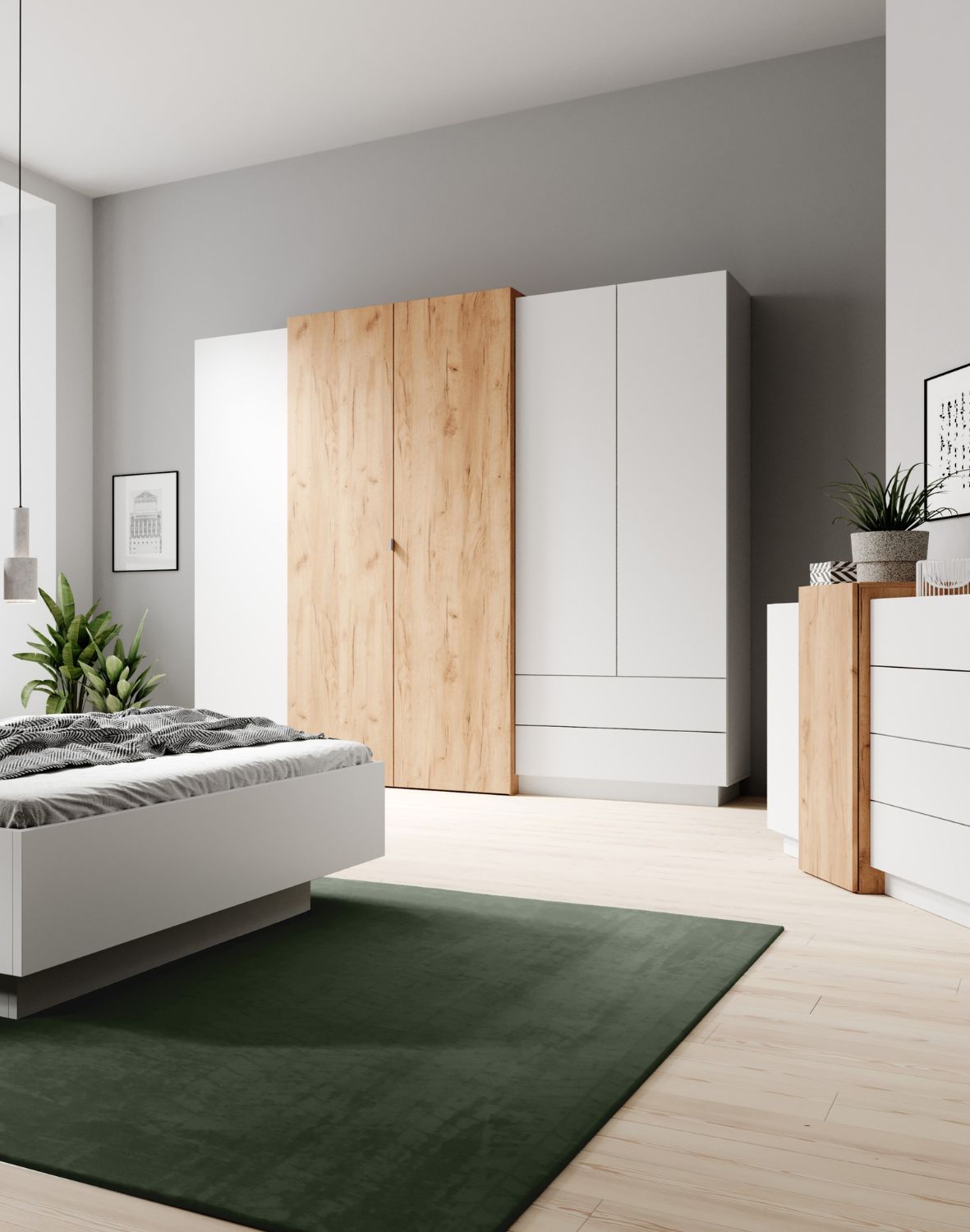 duża biała szafa pięciodrzwiowa z szufladami 3d h