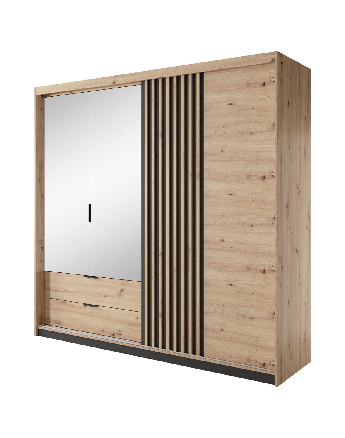 pojemna czterodrzwiowa szafa z lustrem i lamelami tally