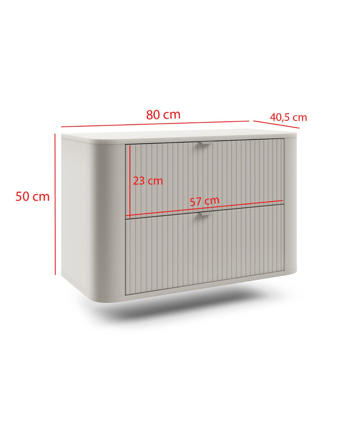 Wisząca szafka łazienkowa Lando 80 cm kaszmir - wymiary z przodu