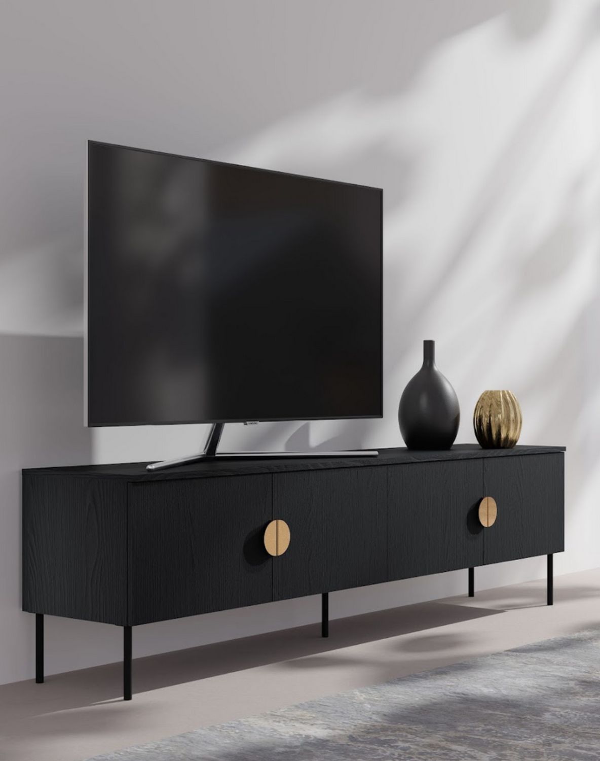 Szafka RTV Mond 09 Czarna 200 cm