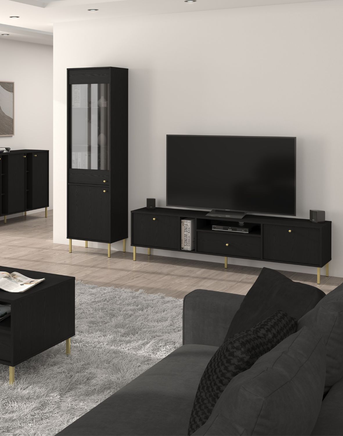 szafka tokyo 2 czarny 180 cm