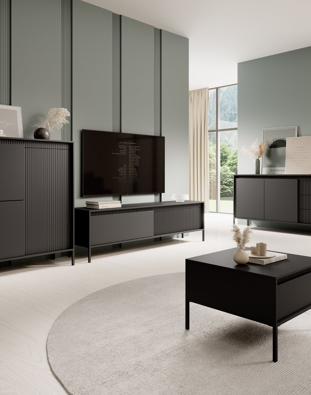 szeroka szafka rtv czarna senso