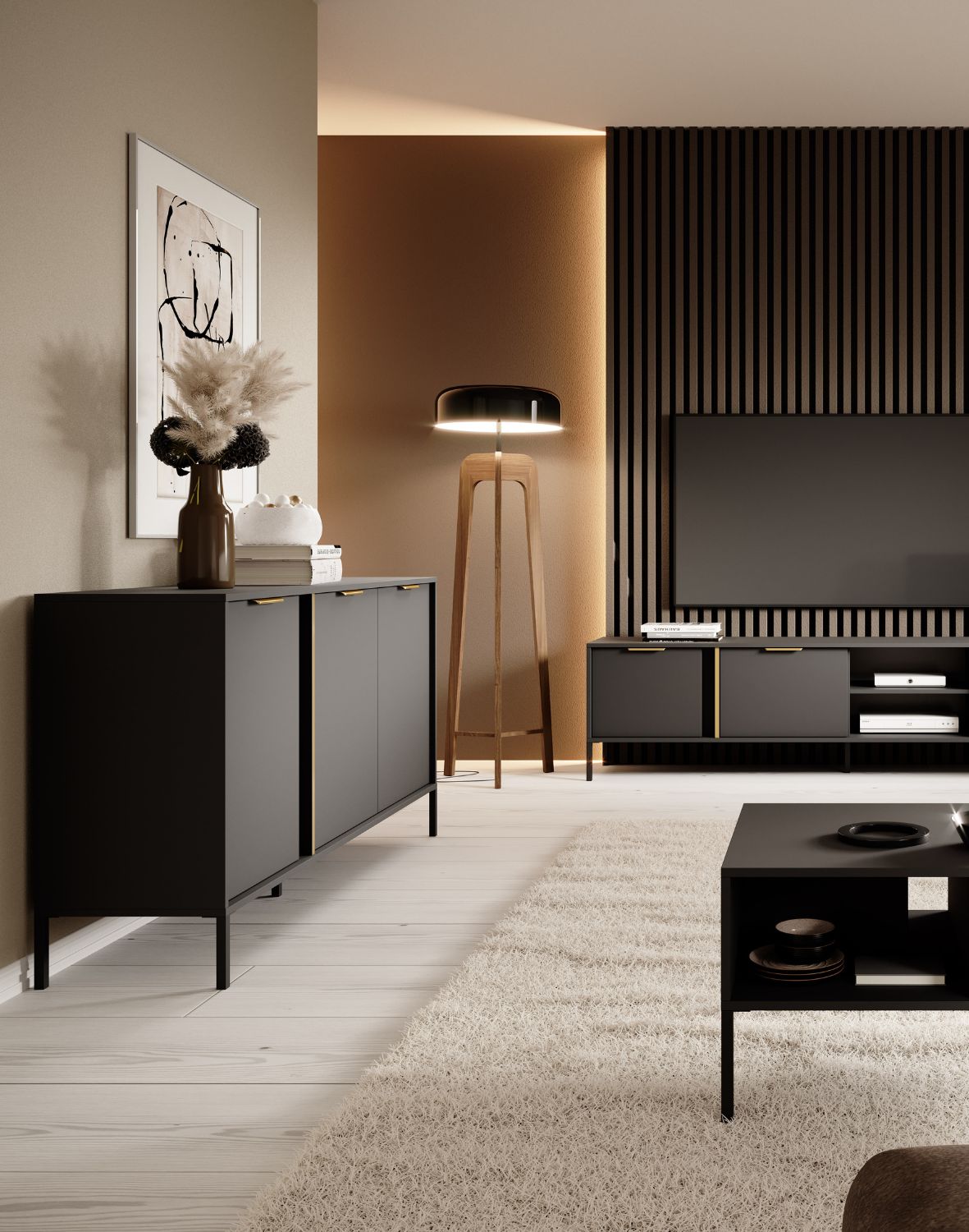 szeroka komoda czarna lars e