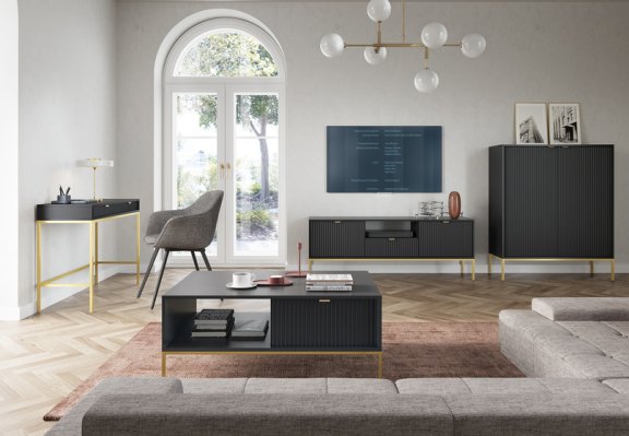 toaletka nova czarna (t104), konsola do przedpokoju, black/gold