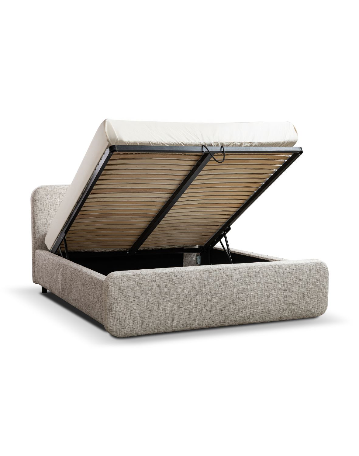 tapicerowane łóżko do sypialni z pojemnikiem hogan