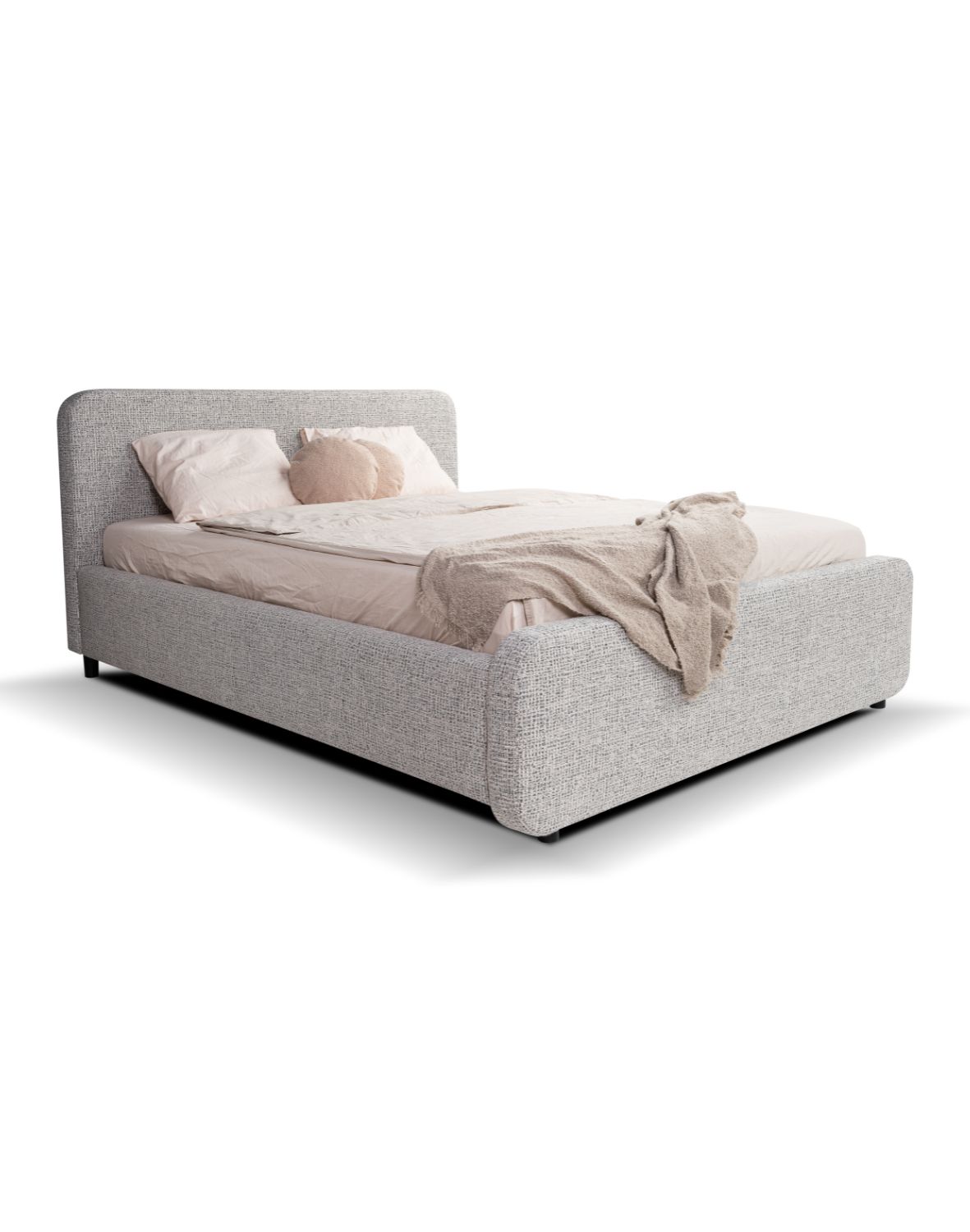 tapicerowane łóżko do sypialni z pojemnikiem hogan