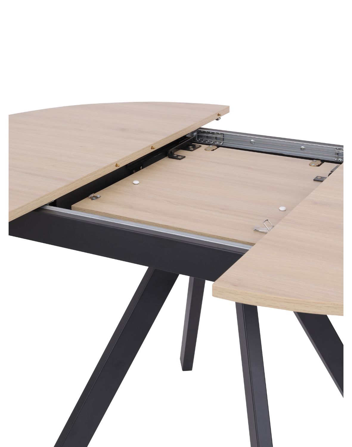 stół rozkładany do jadalni tavo 100-140x100 cm, dąb naturalny z czarnymi nogami