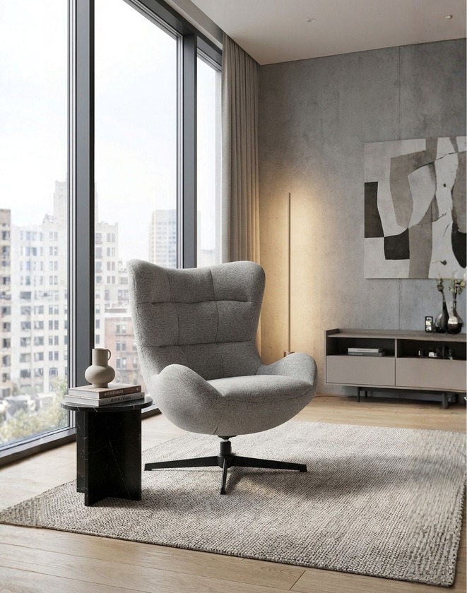 fotel wypoczynkowy velo, design i funkcja obrotowa, szary