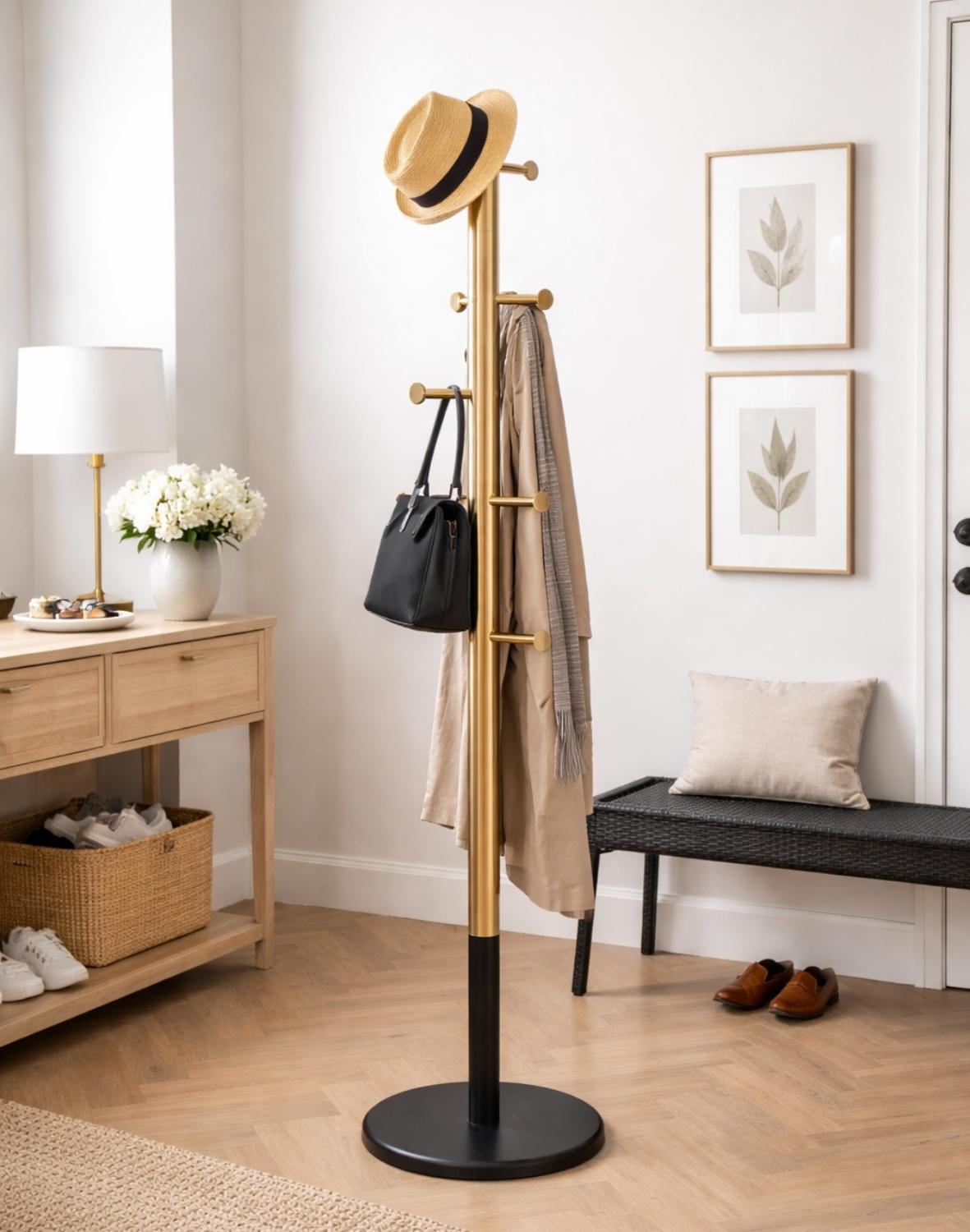 wieszak na ubrania w68, czarny/złoty