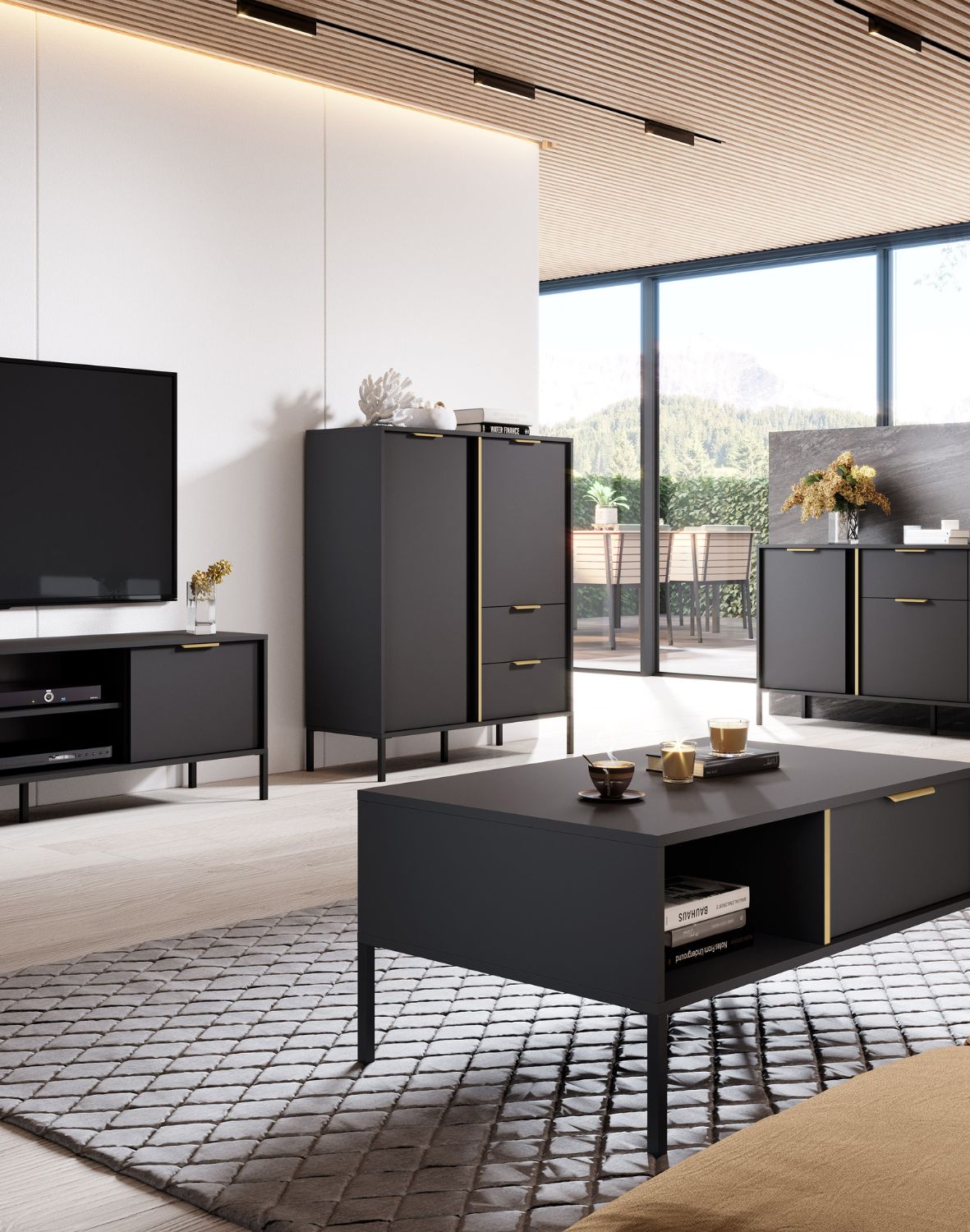 wysoka czarna komoda lars a