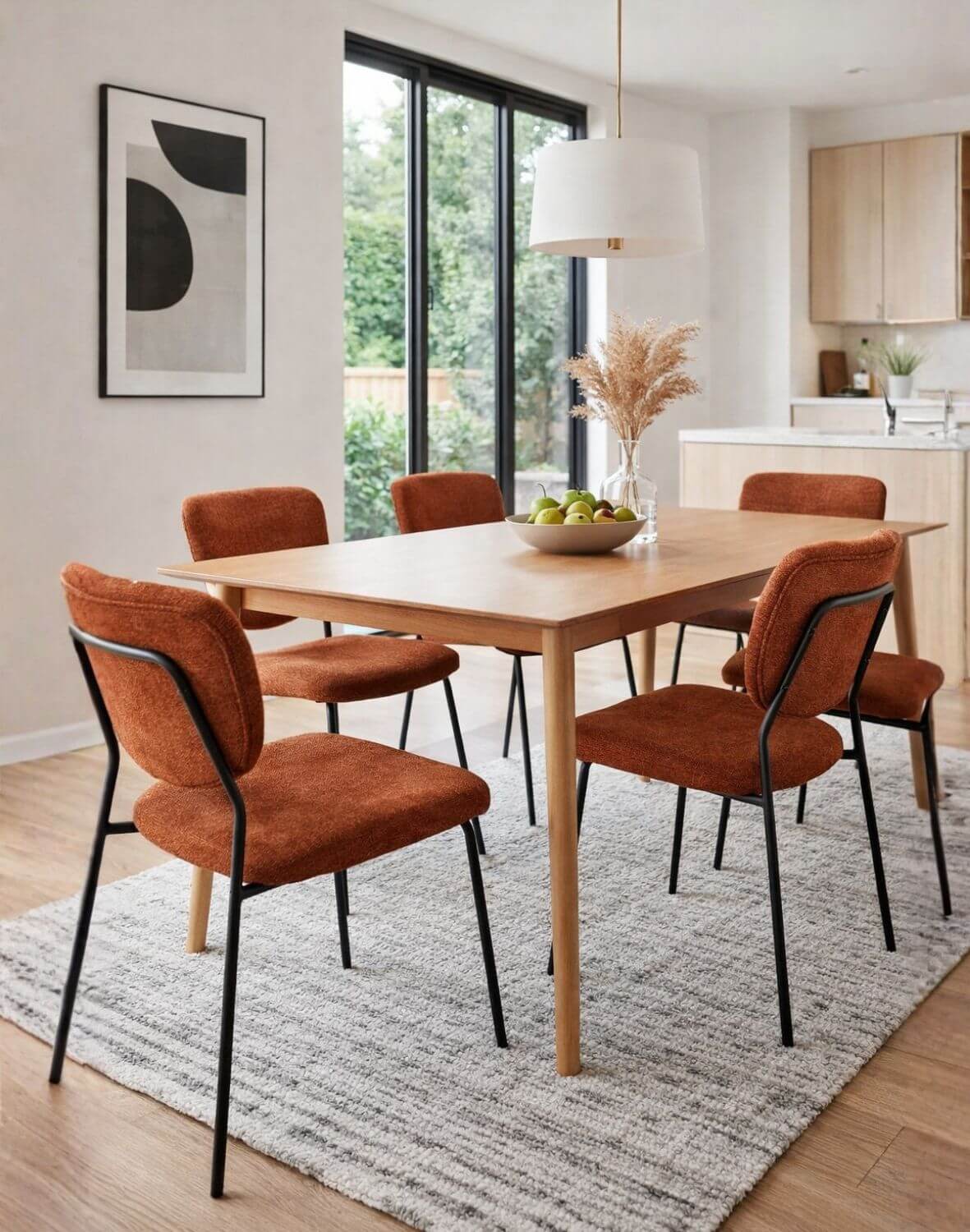 krzesło do jadalni yogi, nowoczesne, tapicerowane, rude