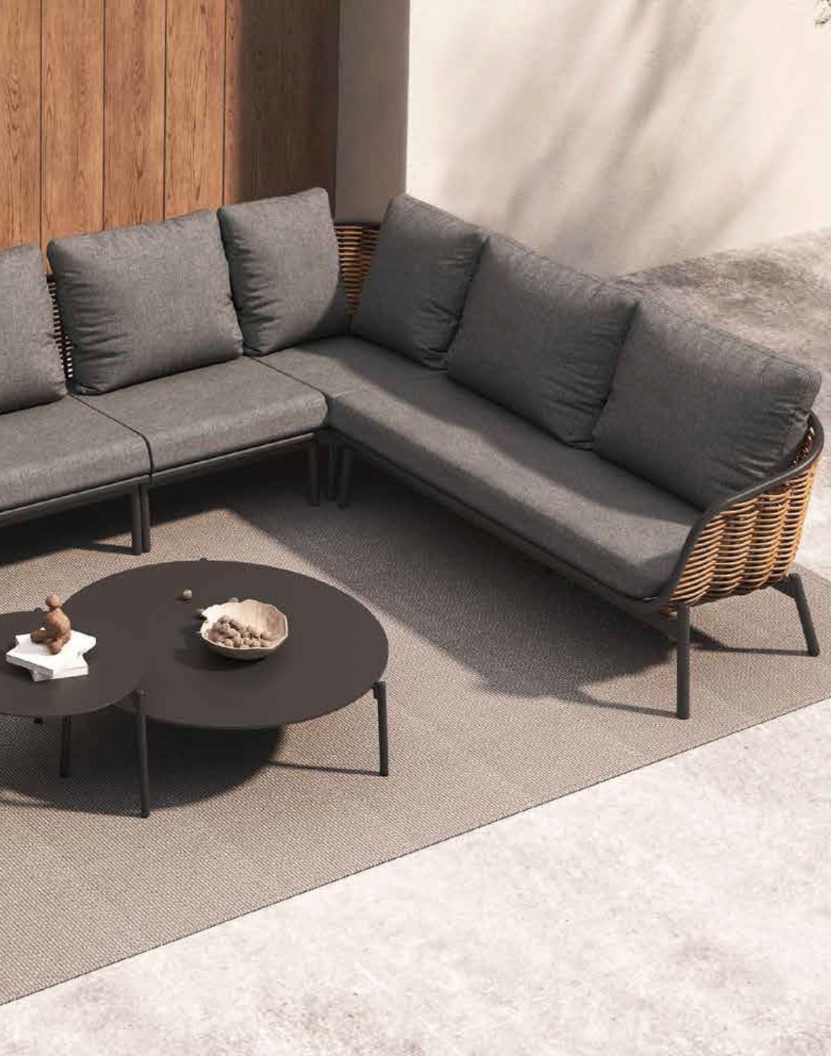 zestaw ogrodowy z narożnikiem i stolikami borneo