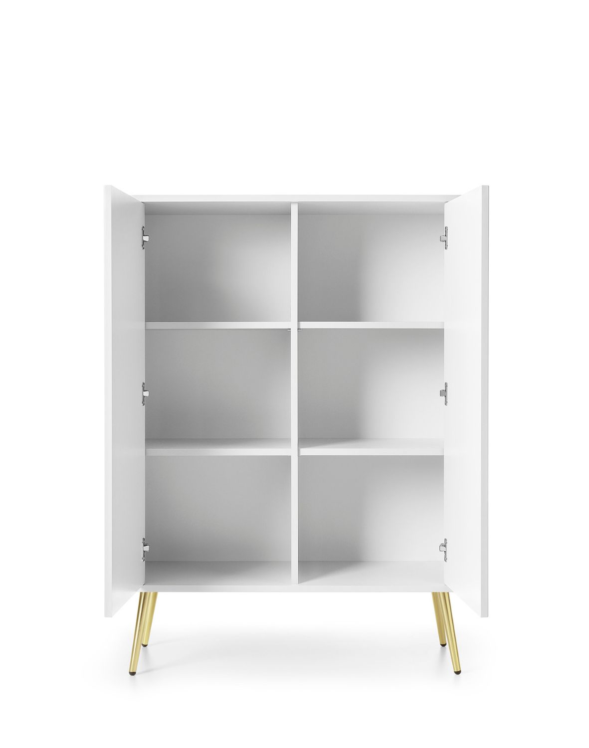 wysoka komoda zova (k103) do salonu, biało/złota